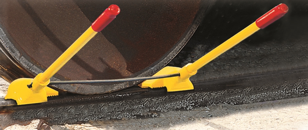 Urethane Double Wheel Chock-Resilient double chock for use with transit and passenger cars. Fits wheels 28 inch diameter and up. Not recommended for heavy freight cars or where excessive vibration takes place.